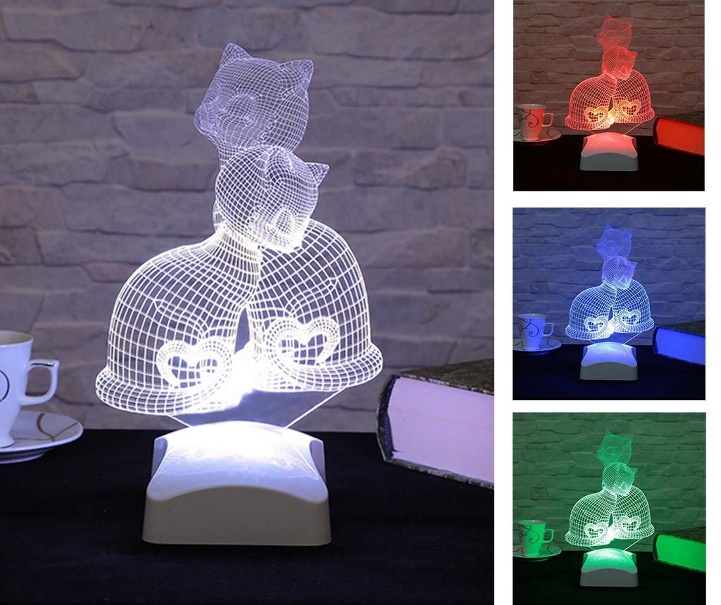 Lampa de veghe Kittens 3D – Evila Originals, Multicolor Evila Originals